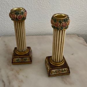 Victorian look candle holders with roses